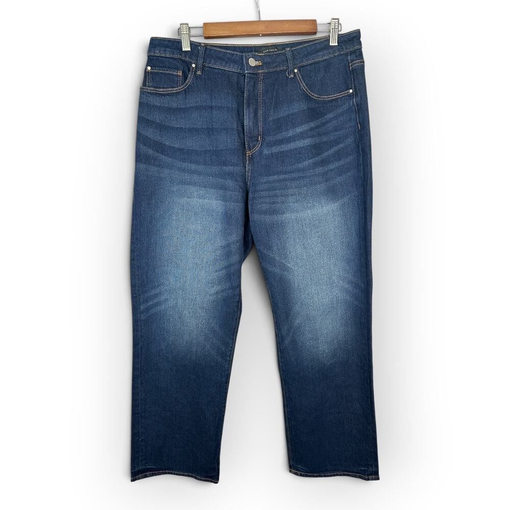 Ann Taylor Womens 10 The Straight Curvy Mid Rise Dark Wash Jeans Classic Casual